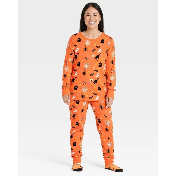 Hyde and Eek! Boutique Women's Halloween Pajama Set - Orange - Size L - Picture 1 of 5